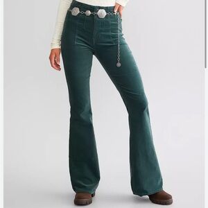 Free People Jayde Corduroy Flare Pants NWT Huntress Green Size 28 Sold Out